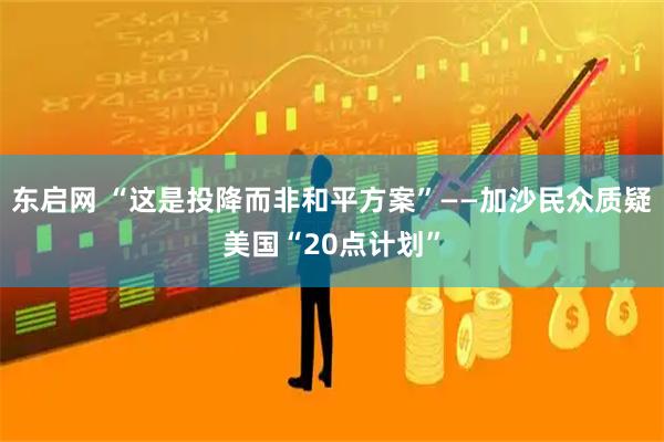 东启网 “这是投降而非和平方案”——加沙民众质疑美国“20点计划”